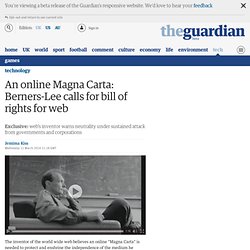 An online Magna Carta: Berners-Lee calls for bill of rights for web