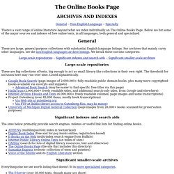 The Online Books Page: Archives and Indexes