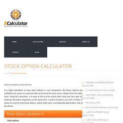 Online Stock Option Value Calculator for Free– Acalculator