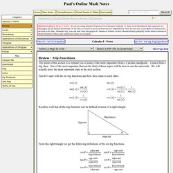 Review : Trig Functions