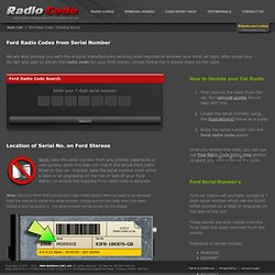 Online Ford Radio Codes / Decoding with FREE Code Entry Help