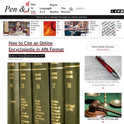 How to Cite an Online Encyclopedia in APA Format