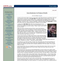 Locus Online Features: Cory Doctorow: In Praise of Fanfic