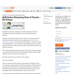 B2B Online Marketing Rule of Thumb – Be Unique