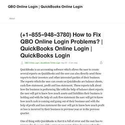 (+1–855–948–3780) How to Fix QBO Online Login Problems?