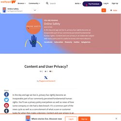 Online Safety - Content and User Privacy?