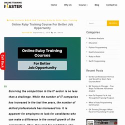 Online Ruby Training Course For Better Job Opportunity