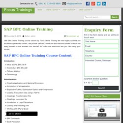 SAP BPC Online Training by SAP Centre in INDIA
