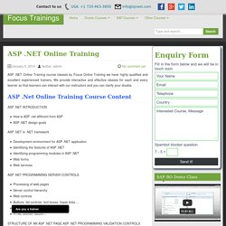 ASP .NET Online Training by Sap Centre in INDIA