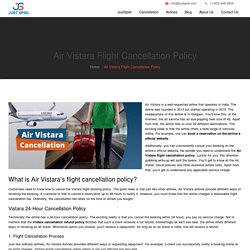 Online Air Vistara Flight Cancellation Policy, Ticket, Refund
