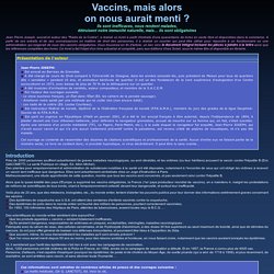 Vaccins, mais alors on nous aurait menti ?