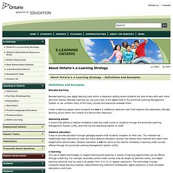 About Ontario's e-Learning Strategy - Glossary