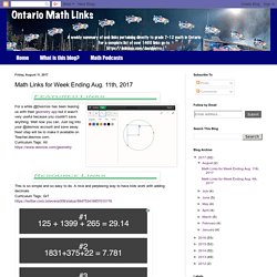 Ontario Math Links: Math Links for Week Ending Aug. 11th, 2017