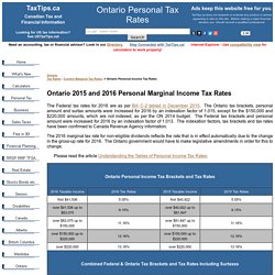 Ontario 2014 and 2013 Personal income tax brackets and tax rates