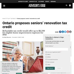 Ontario proposes seniors' renovation tax credit