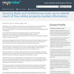 Suncorp Bank and Onthehouse team up to extend reach of free online property market information