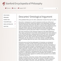 Descartes Ontological Argument (Stanford Encyclopedia of Philosophy) - StumbleUpon