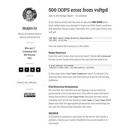 500 OOPS error from vsftpd