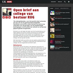 Open brief aan college van bestuur RUG meer dan 40 hoogleraren