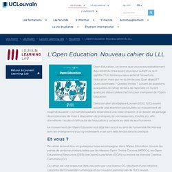 L'Open Education. Nouveau cahier du LLL