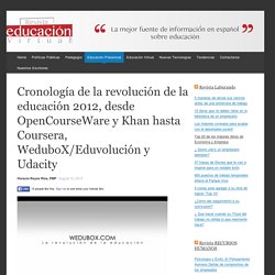 Cronología de la revolución de la educación 2012, desde OpenCourseWare y Khan hasta Coursera, WeduboX/Eduvolución y Udacity