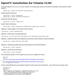 OpenCV installation for Ubuntu 12.04