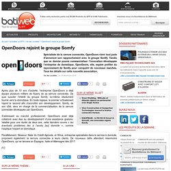 OpenDoors rejoint le groupe Somfy -16/12/16