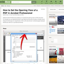 How to Set the Opening View of a PDF in Acrobat Professional