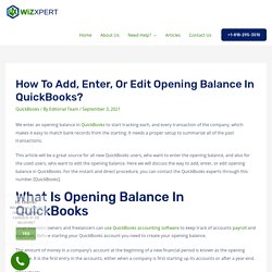 How to Add, Enter or Edit Opening Balance in QuickBooks?