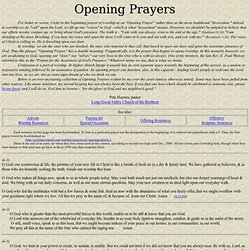 Opening Prayers