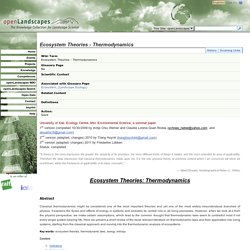 openLandscapes - Ecosystem Theories - Thermodynamics
