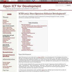 ICTD 2012: Does Openness Enhance Development? - Open ICT for Development