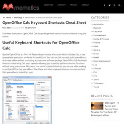 OpenOffice Calc Keyboard Shortcuts Cheat Sheet