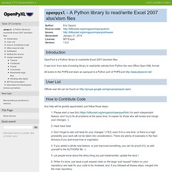 openpyxl - A Python library to read/write Excel 2007 xlsx/xlsm files — openpyxl v1.5.0 documentation