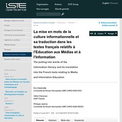 La mise en mots de la culture informationnelle et sa traduction dans les textes français relatifs à l’Education aux Médias et à l’Information