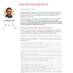 OpenSSL Self-Signed CA