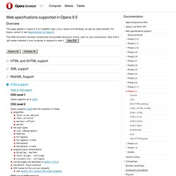 Web specifications supported in Opera 9.5