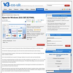 Opera for Windows 11.50 download - V3.co.uk