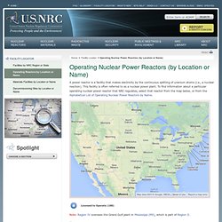 Operating Nuclear Power Reactors (by Location or Name)