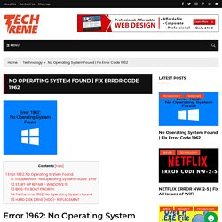 Fix Error Code 1962 - Tech Treme