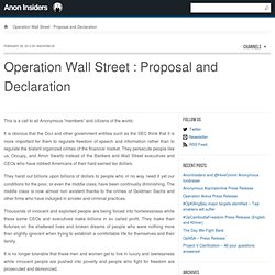 Operation Wall Street : Proposal and Declaration