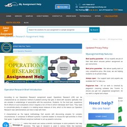 Operation Research Assignment Help