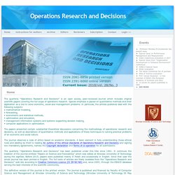 Operation Research and Decision