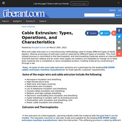 Cable Extrusion: Types, Operations, and Characteristics