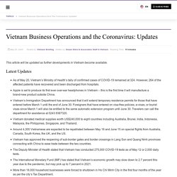 Vietnam Business Operations and the Coronavirus: Updates