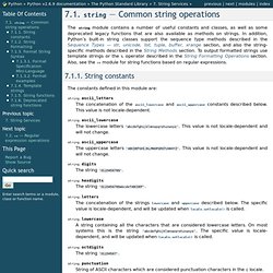 7.1. string — Common string operations — Python v2.6.8 documentation