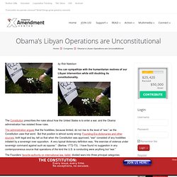 Obama’s Libyan Operations are Unconstitutional