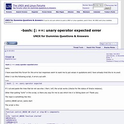 -bash: [: ==: unary operator expected error