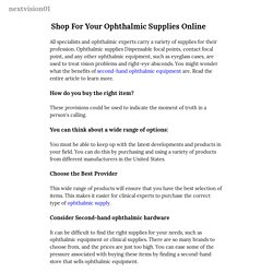 Shop For Your Ophthalmic Supplies Online — nextvision01