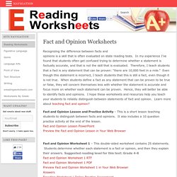 Fact and Opinion Worksheets